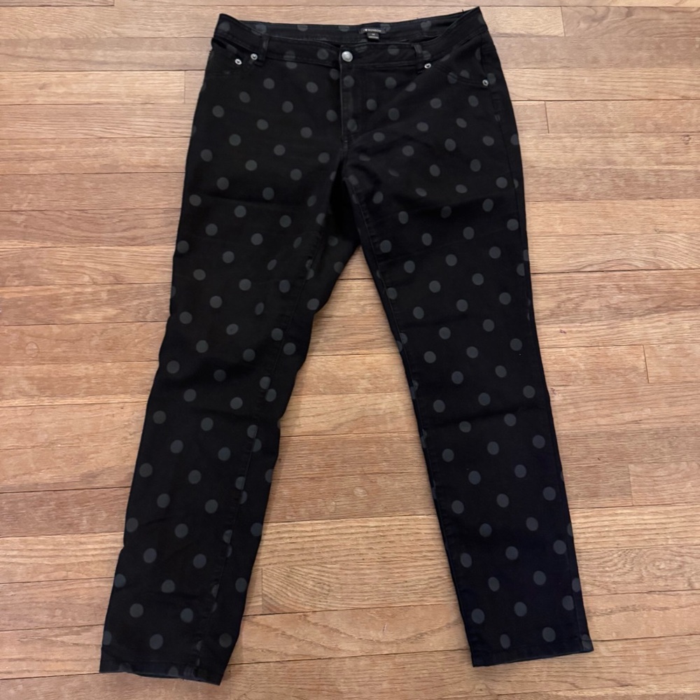 I ♡ Ronson black gray polkadot straight leg pants size 12
 b79